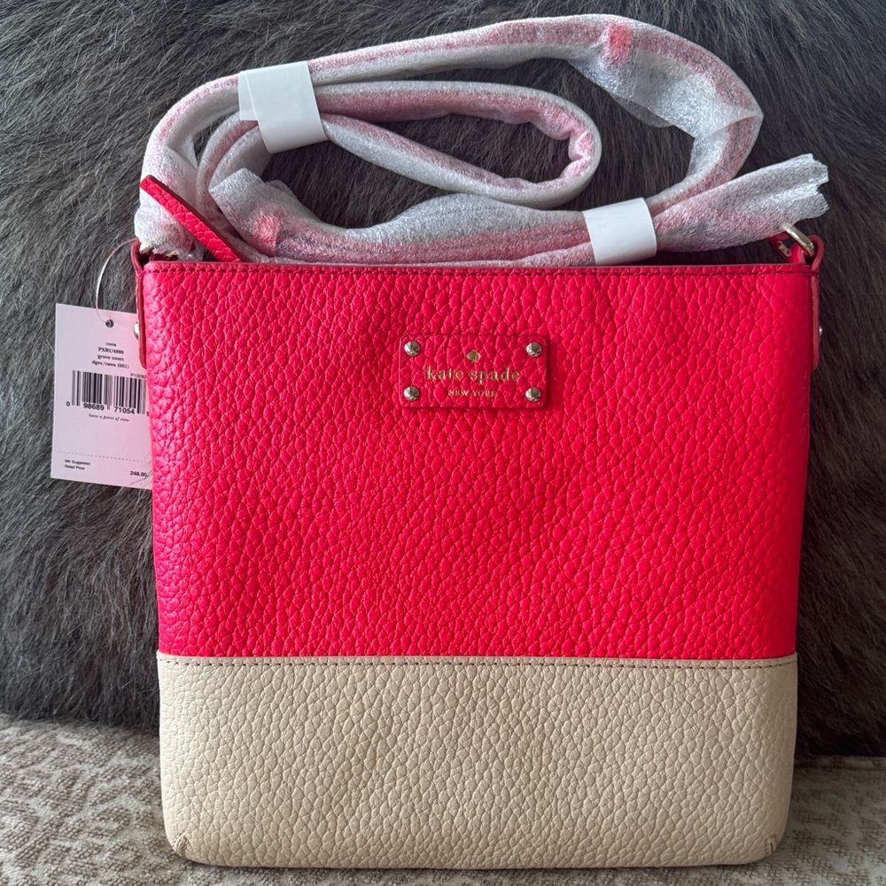 kate spade Two-Tone Pink and Cream Pebbled Leather Crossbody Bag
